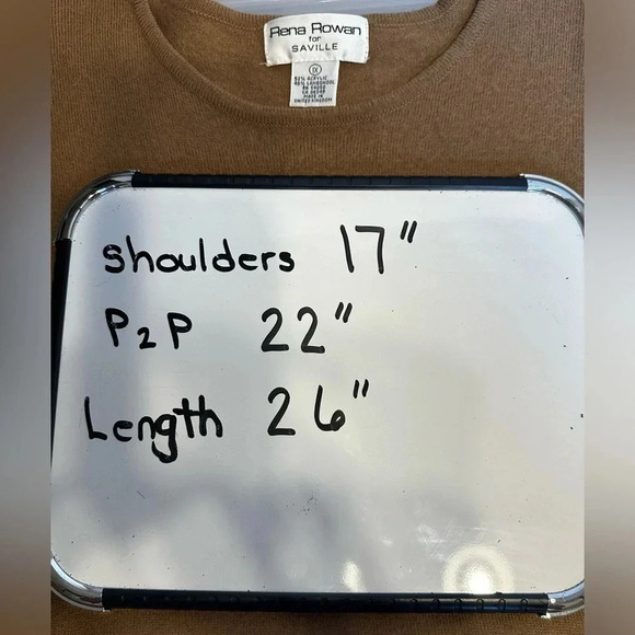 Rena Rowan for Saville Vntg Camel Short Sleeve Sweater Top lambswool blend Sz 1x - Picture 8 of 8